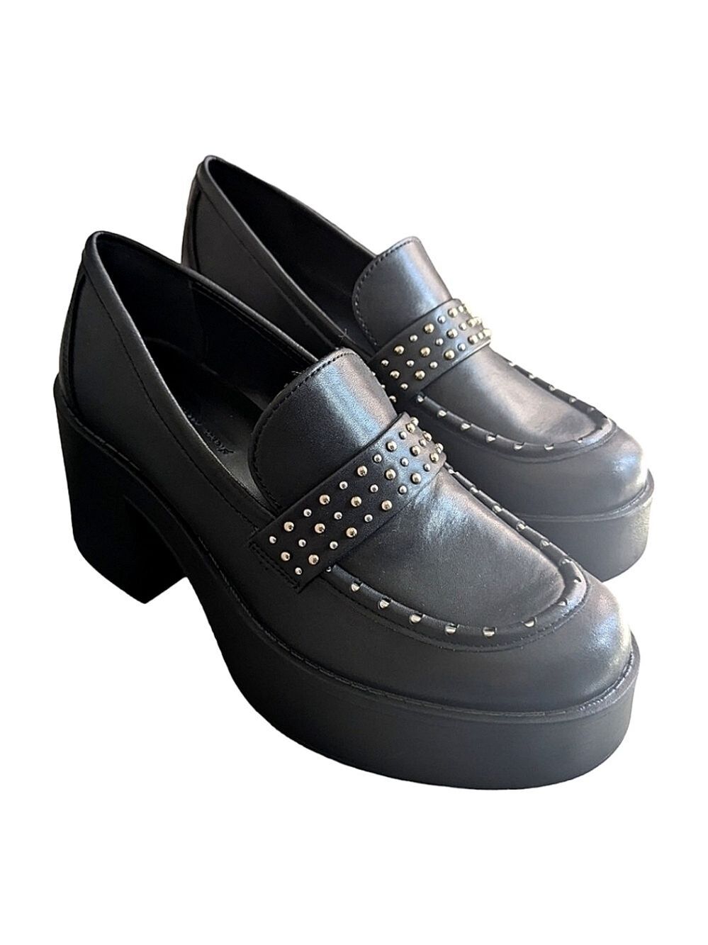 10 • Design Concept Studio • Chunky Black Leather Platform Loafers
